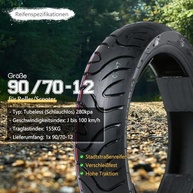 Pneu Dianteiro/Traseiro 90/70-12 TL 4 Lonas - Segurança e Desempenho para sua Moto - imagem 3