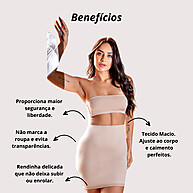 Saia Anágua Segunda Pele Bege Preto Justa com Renda Longa - imagem 1