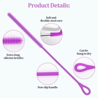 Escova de Limpeza de Palha de Silicone - 2 Peças Extra Longas com Cerdas para Canudos de Vidro e Metal - imagem 4