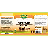 Selênio Quelato 60 Cápsulas - Unilife: Saúde e Longevidade - imagem 1