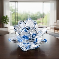 Estátua de Lótus em Cristal 6cm - Decoração Feng Shui para Mesa e Escritório - imagem 1