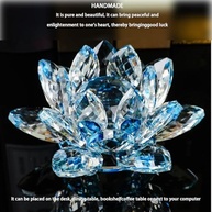 Escultura de Flor de Lótus em Cristal Azul - Decoração Elegante para Ambientes de Relaxamento - imagem 4