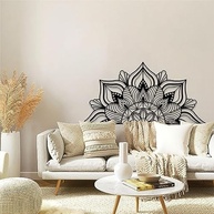 Mandala de Metal Grande para Decoração de Parede - Arte de Parede Lotus em Preto 150x75cm - imagem 4