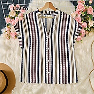 Lovito Blusa Casual Lisa com Botões Plissados Texturizada - imagem 1