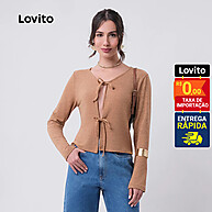 Lovito Blusa Manga Longa com Laços Frontais – Elegância e Conforto - imagem 1
