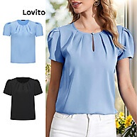 Lovito Blusa Plissada Lisa – Elegante e Confortável - imagem 1
