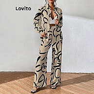 Lovito Calça Casual com Botões Geométricos – Estilo e Conforto - imagem 1