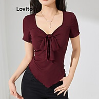 Lovito Camiseta Casual Com Cadarço: Estilo e Conforto para o Verão - imagem 1