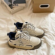 Lovito Casual Liso Colorblock: Tênis Retro Respirável para Mulher - imagem 1
