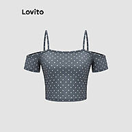 Camiseta Feminina com Bolinhas e Ombro Frio Lovito - imagem 2