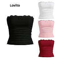 Lovito Regata Fofa de Renda Lisa – Conforto e Estilo Feminino - imagem 1