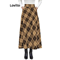 Lovito Saia Xadrez Colorblock com Bolso - Estilo Outono/Inverno - imagem 1
