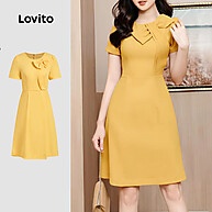 Lovito Vestido Amarelo Elegante com Laço – Ideal para Primavera e Verão - imagem 1