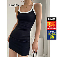 Lovito Vestido Curto Justo com Cores Contrastantes - imagem 1