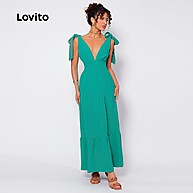 Lovito Vestido Longo Elegante com Babados - imagem 1