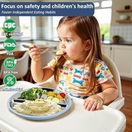 Pratos Infantil Aço Inox com Sucção LQCOZYM - Base Silicone Antiderrapante - imagem 5