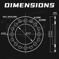 Espaçadores de Roda 6mm Alumínio 8 Lug - Universal 8x170/180mm (Kit 4) - imagem 3
