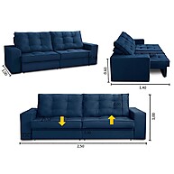 Sofá Retrátil e Reclinável Azul: Conforto 3 Lugares - imagem 2
