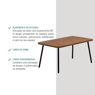 Mesa de Jantar Retangular Stellar Carraro 6 Lugares | Design Moderno em Nogal e Preto - imagem 5