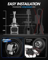 Lâmpadas LED Neblina NOVSIGHT 9005+9006: 60000 Lúmens, 6500K Branco Frio, 800% Mais Brilho, Plug and Play (2 Unidades) - imagem 3