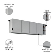 Armário Aéreo Cozinha 180cm Nevada Lumil - imagem 2