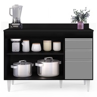 Balcão Gabinete para Pia 120cm Michigan Preto/Cinza Lumil - imagem 2