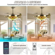 Ventilador de Teto com Luminária 42" LED Regulável 110V - 6 Velocidades Silencioso - imagem 4