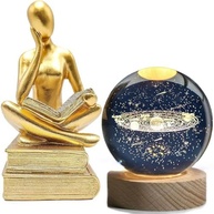 Kit Decorativo Luminária Bola de Cristal Galáxia + Estátua Pensador Abstrato - Decoração Criativa e Inspiradora - imagem 2