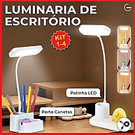 Luminária LED Escritório: 3 Luzes + Porta-Canetas - imagem 1