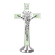 Crucifixo de São Bento com Medalha Luminosa - 2 Peças em Liga Esmaltada 7,6 cm - imagem 2