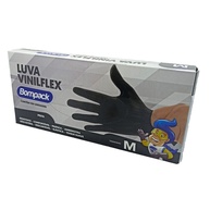 Luva Vinilflex Bompack Preta Tamanho P - Caixa com 100 Unidades | Proteção e Conforto para Uso Profissional e Doméstico - imagem 1