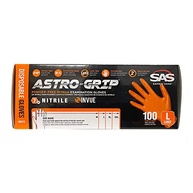 SAS Safety 66573 Astro Grip Luva Descartável de Nitrilo Sem Pó, Grande, Pacote com 100, Laranja - imagem 3
