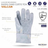 Luva De Raspa Premium De Segurança P7 Com Reforço Solda Epi Valcan - imagem 3