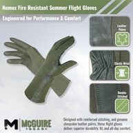 M MCGUIRE GEAR Nomex Luvas de voo de verão, luvas táticas longas de couro, luvas resistentes a incêndios, policiais, pilotos e operadores (Sage Green, 11) - imagem 3