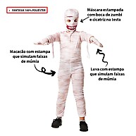 Fantasia Múmia Infantil Halloween com Máscara e Luvas - imagem 2