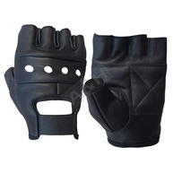 Luva de couro para motocicleta A&H Apparel luvas de couro genuíno de vaca sem dedos para dirigirA&H Apparel Large preto AH-457 - imagem 3