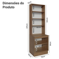 Kit Cozinha Completo 70cm: Balcão + Cristaleira Lux - imagem 2