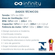 Ventilador de Teto Infinity Lux 2003 3 Pás MDF Cobre com Pás Tabaco 220V - imagem 5