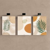 Kit 3 Quadros Decorativos Arte Moderna - Estilo Boho Abstrato para Sala de Luxo - imagem 5