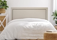 Cabeceira Casal Reta Luxo 140x60 em Courino Off White com Tachas Fumê - Modernidade e Sofisticação para seu Quarto - imagem 2