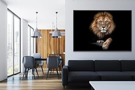 Tela Quadro Decorativo Leão Luxo Horizontal 130x90cm - Estilo e Sofisticação para sua Sala - imagem 4
