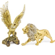 Kit Águia e Leão Dourado - Estatueta Resina Luxo para Decoração de Sala, Escritório e Estante - imagem 1