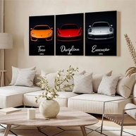 Kit 3 Quadros Decorativos Motivacionais Super Carro Esportivo Moderno Luxo Premium 40x28cm - imagem 3
