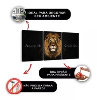 Kit 3 Quadros Decorativos Leão Nunca Foi Sorte - Luxo para Sala e Quarto - imagem 5