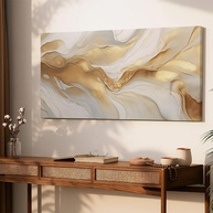 Quadro Decorativo Abstrato Dourado 130x70cm - Estilo Luxo para Sala, Quarto e Escritório - imagem 1