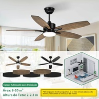 Ventilador de Teto com Luz LED e Controle Remoto | 6 Velocidades, Motor DC Silencioso, Bivolt - imagem 5