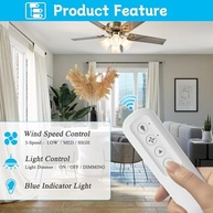 Controle Remoto Hunter 99770 99392 99813 - 3 Velocidades + Dimmer de Luz - imagem 3