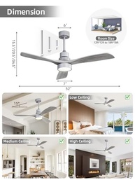 Sofucor Ventilador de Teto Moderno com Luz LED e Controle Remoto - 132cm - imagem 3