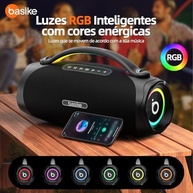 Caixa de Som Bluetooth Basike Boombox V97 Pro 200W: Som Potente, Luz RGB e Powerbank - imagem 5