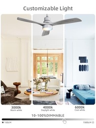 Sofucor Ventilador de Teto Moderno com Luz LED e Controle Remoto - 132cm - imagem 5
